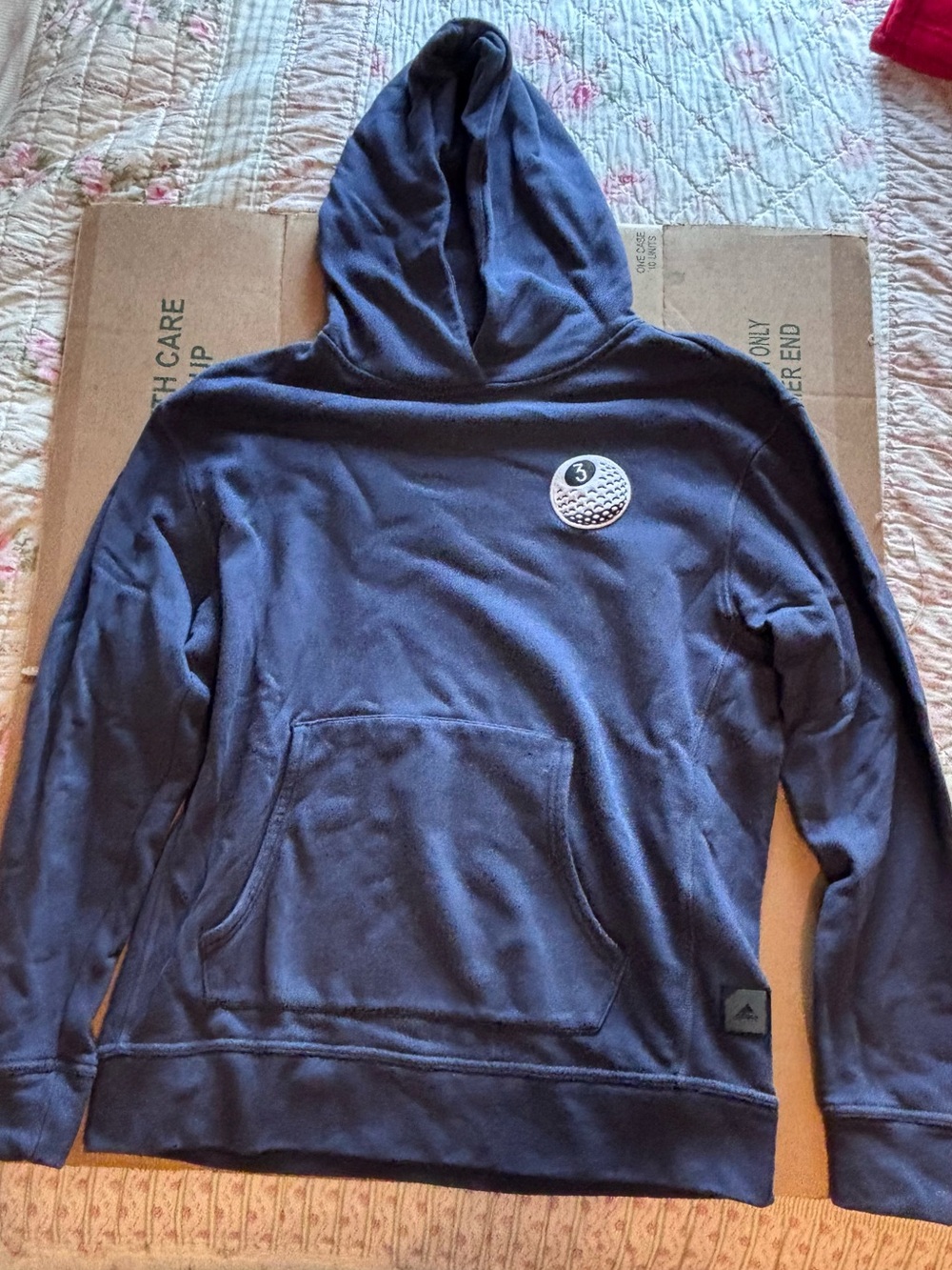 adidas Women's Navy Hooded Pullover Sweatshirt with Small Chest Graphic